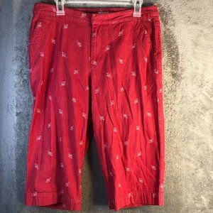 Liz Claiborne Audra Women's 12 Straight Leg Below The Knee Red Cropped Pants